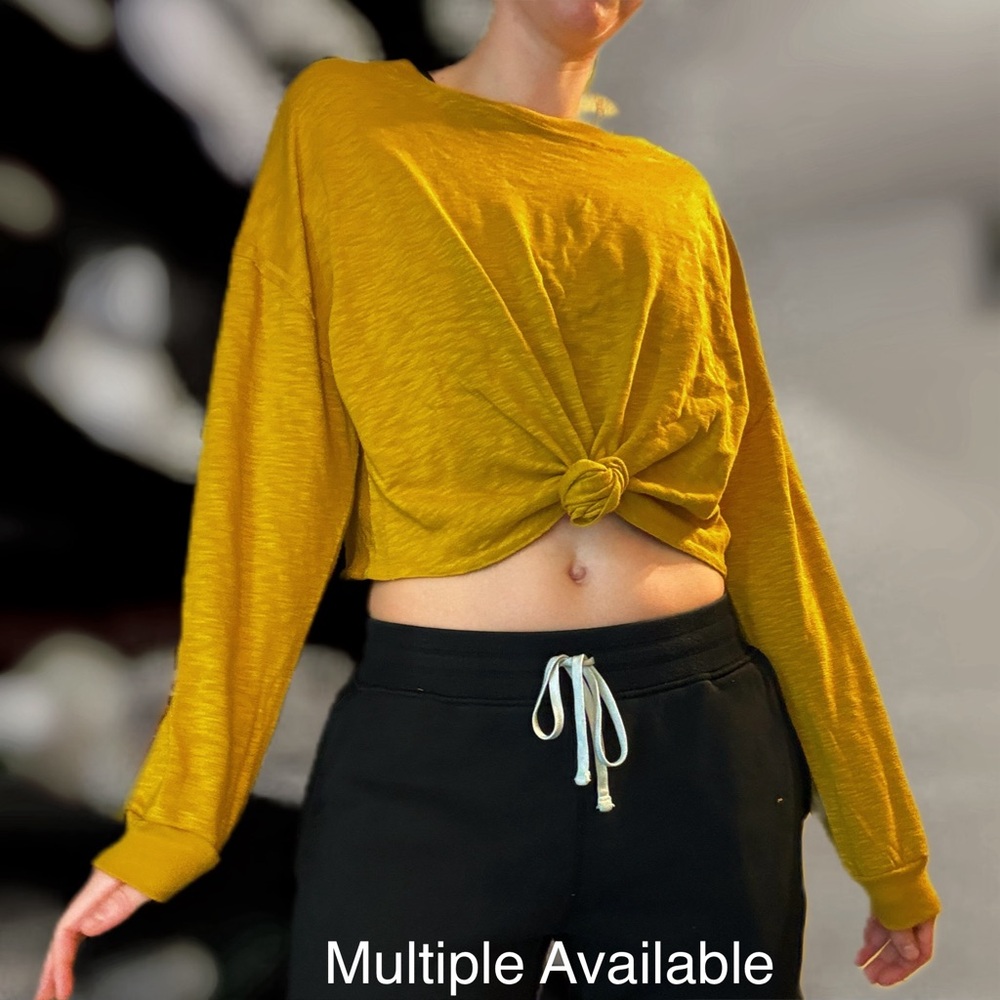 Women's Mustard Knotted Long Sleeve Top